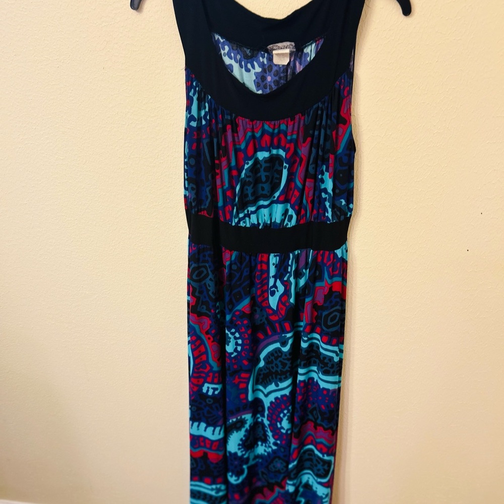 Cake Blue and Pink Sleeveless Sundress with Scoop Neck for Casual Wear